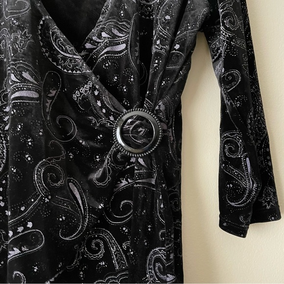 Notations Velvet Wrap Top Women’s S 90s Y2K Whimsigoth - Picture 3 of 5